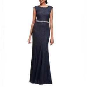 NWT Betsy & Adam Elegant Navy Maxi Dress